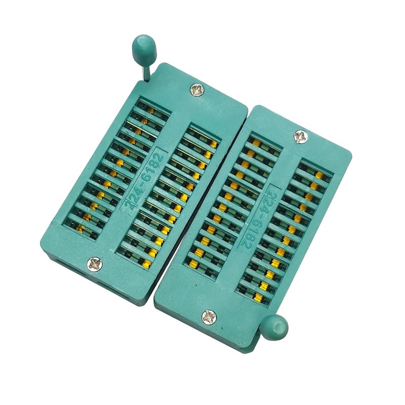 YEGAFE 2Pcs 24Pin Wide 2.54mm ZIF Zip IC Test DIP Board Socket Universal Gold Plated feet - Image 1